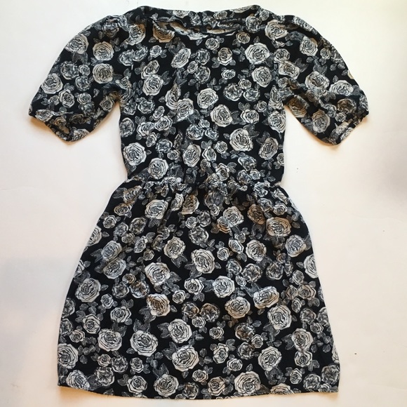 LOB Collection Dresses & Skirts - LOB Collection Black & White Rose Print Dress